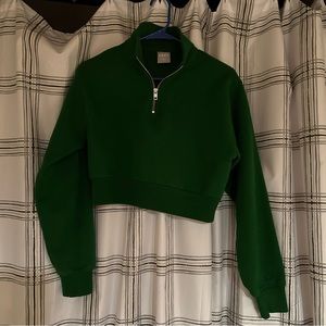 Aritzia TNA Cropped Green Fleece